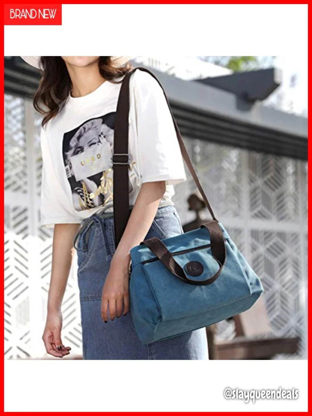 Canvas Hobo Crossbody Bag with Multi Compartments Women's